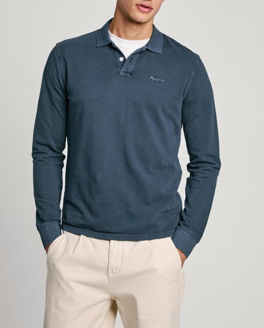 Imagen 0 de Polo de hombre de manga larga con doble botonadura