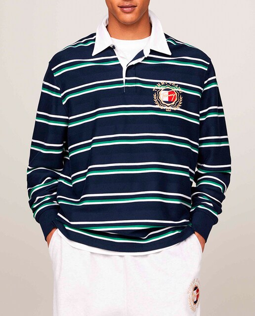 Imagen 0 de Polo de hombre estilo rugby con estampado de rayas