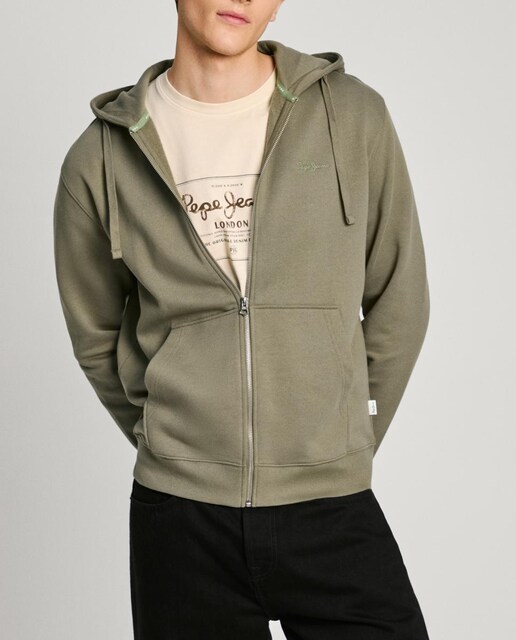 Imagen 0 de Sudadera de hombre con cremallera y logotipo frontal en contraste