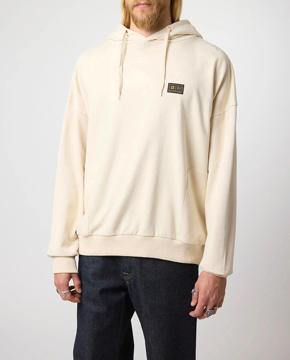 Imagen 0 de Hoodie con etiqueta bordada decorativa en la parte superior izquierda de hombre