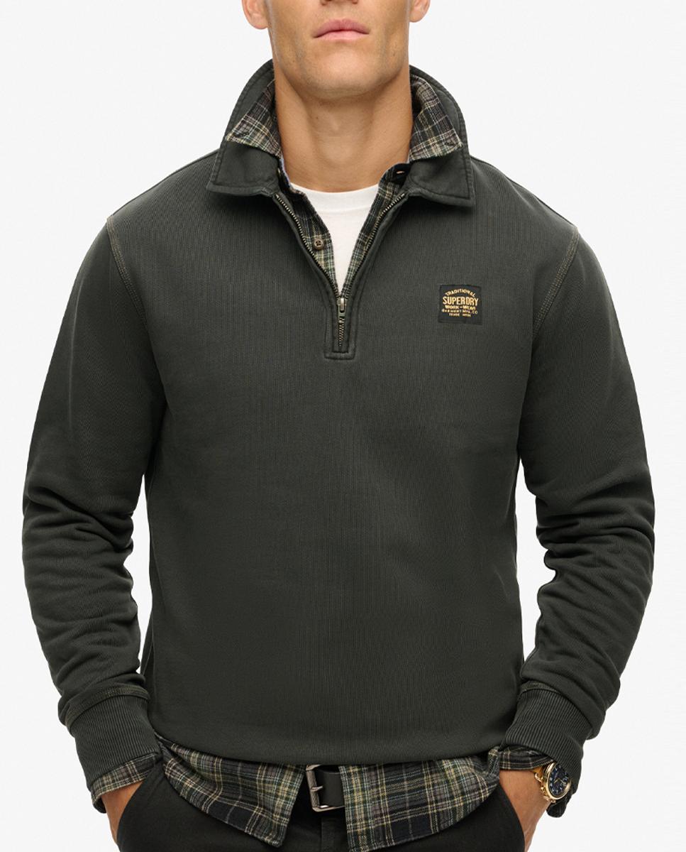 Imagen 0 de Sudadera de hombre media cremallera con costura en contraste