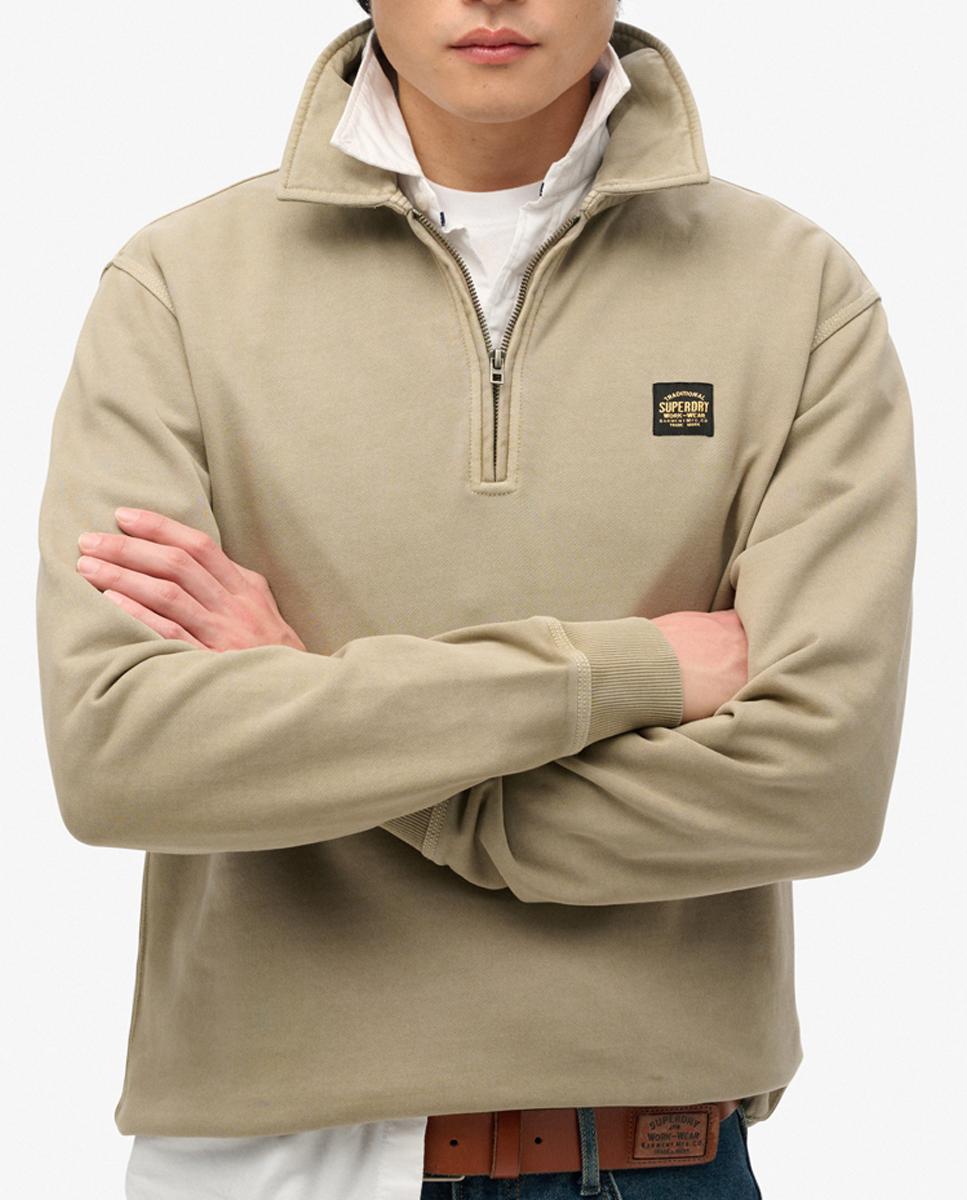 Imagen 0 de Sudadera de hombre media cremallera con costura en contraste