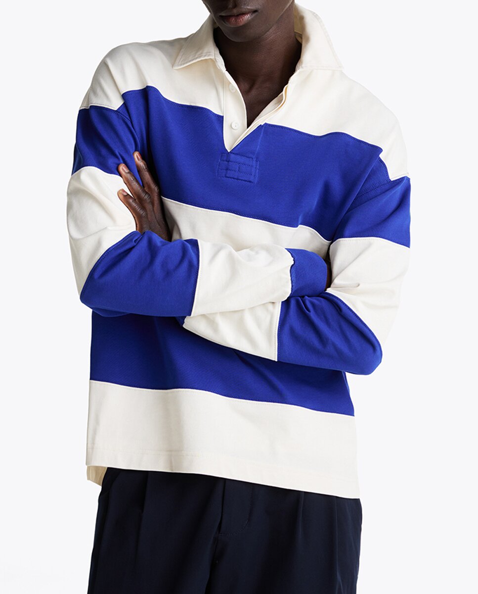 Imagen 0 de Sudadera de hombre estampada tipo polo de hombre con cierre de botones
