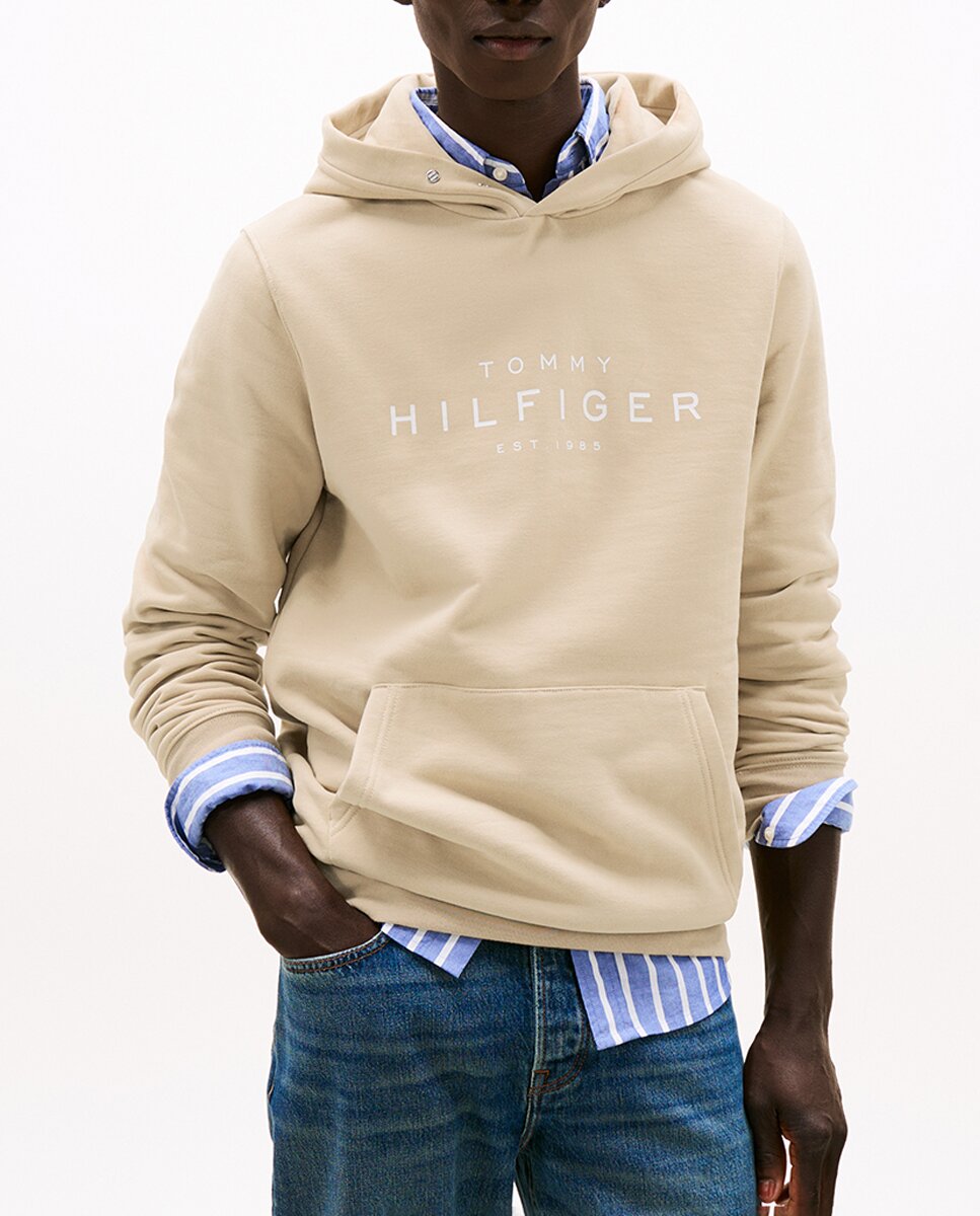 Imagen 0 de Sudadera con capucha y logo frontal impreso de hombre
