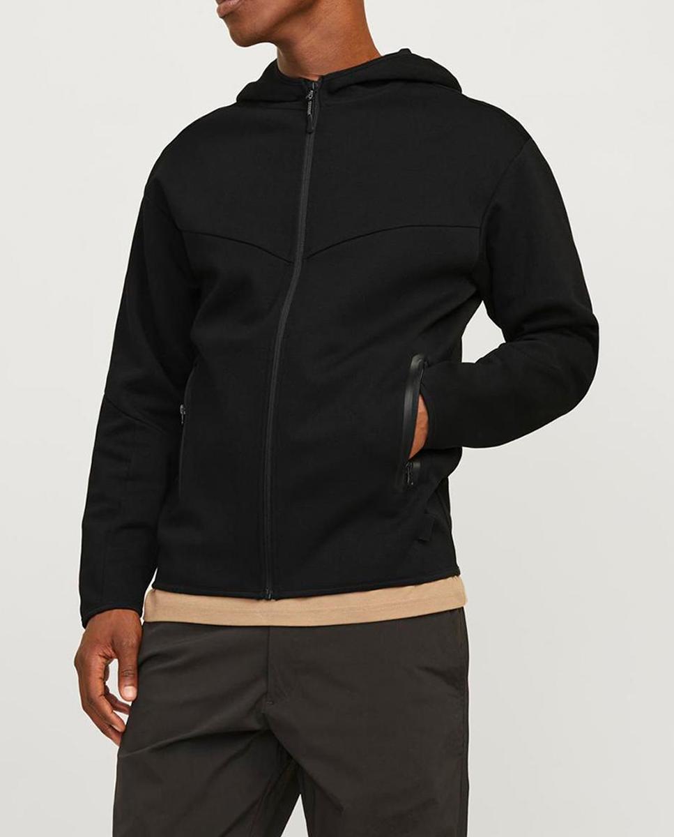 Imagen 0 de Sudadera con capucha con bolsillos y cremallera a contraste de hombre