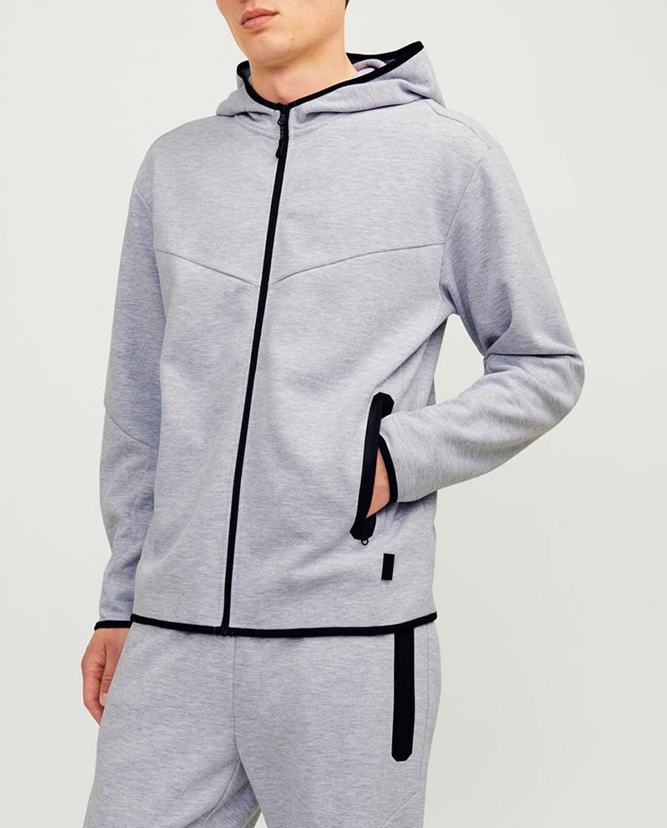 Imagen 0 de Sudadera con capucha con bolsillos y cremallera a contraste de hombre