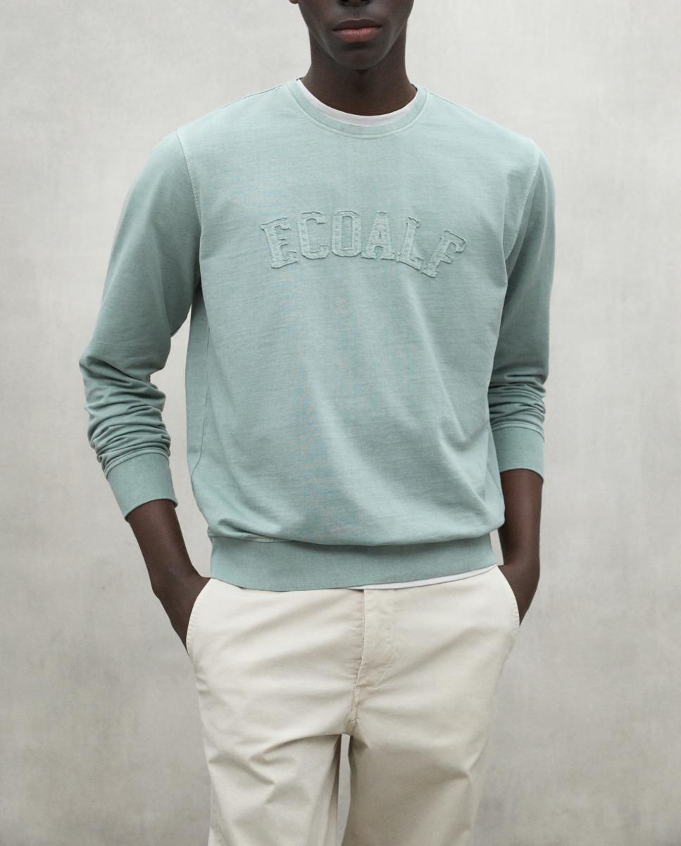 Imagen 0 de Sudadera fit regular con estampado forntal y canalé en cuello, puños y dobladillo.
