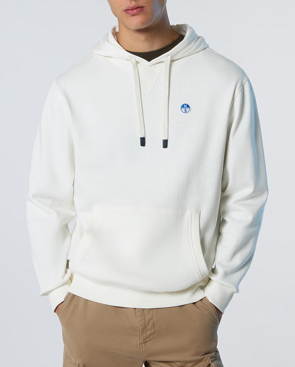 Imagen 0 de Sudadera con capucha en felpa de algodón orgánico y parche de logo en fieltro.