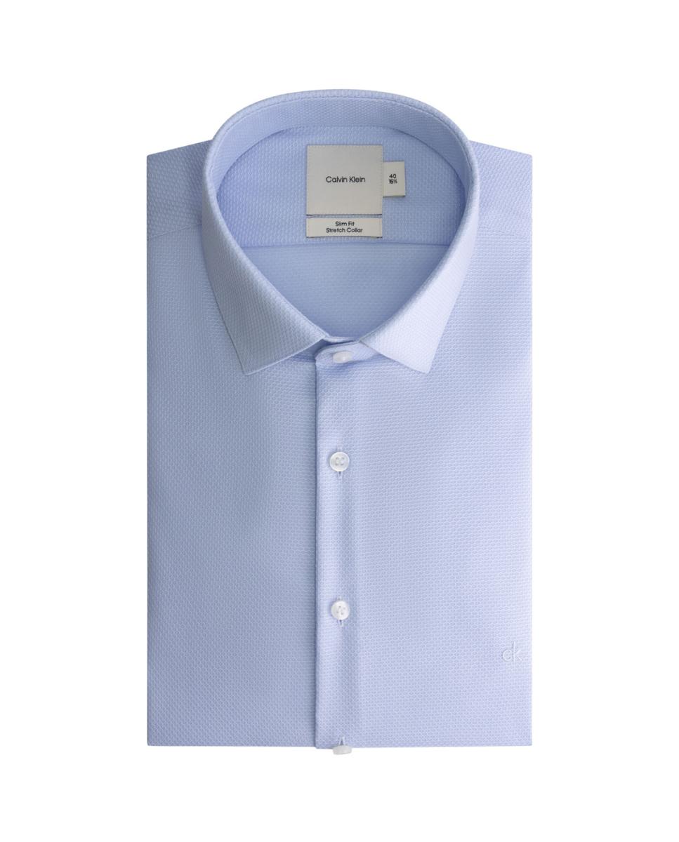 Imagen 0 de Camisa de hombre de vestir slim en color azul con estructura