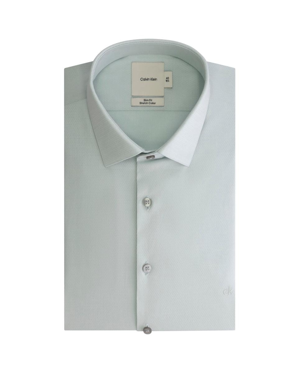 Imagen 0 de Camisa de hombre de vestir slim de fácil planchado con patrón.