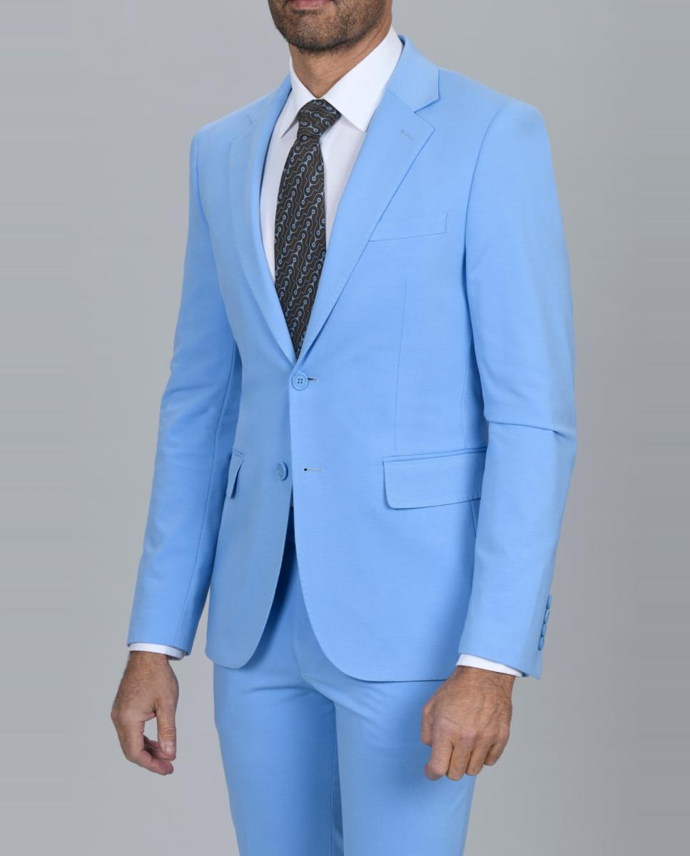 Imagen 0 de Traje de hombre slim-fit en microdibujo
