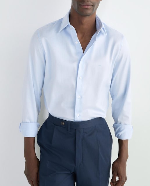 Imagen 0 de Camisa de hombre de vestir modern fit en color azul con espiga.