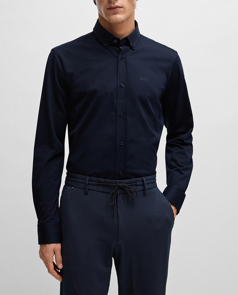 Imagen 0 de Camisa regular fit en punto de mezcla de algodón con estructura