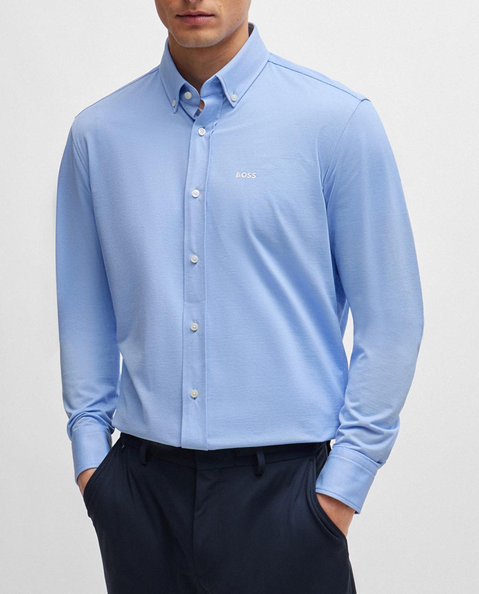 Imagen 0 de Camisa regular fit en punto de mezcla de algodón con estructura