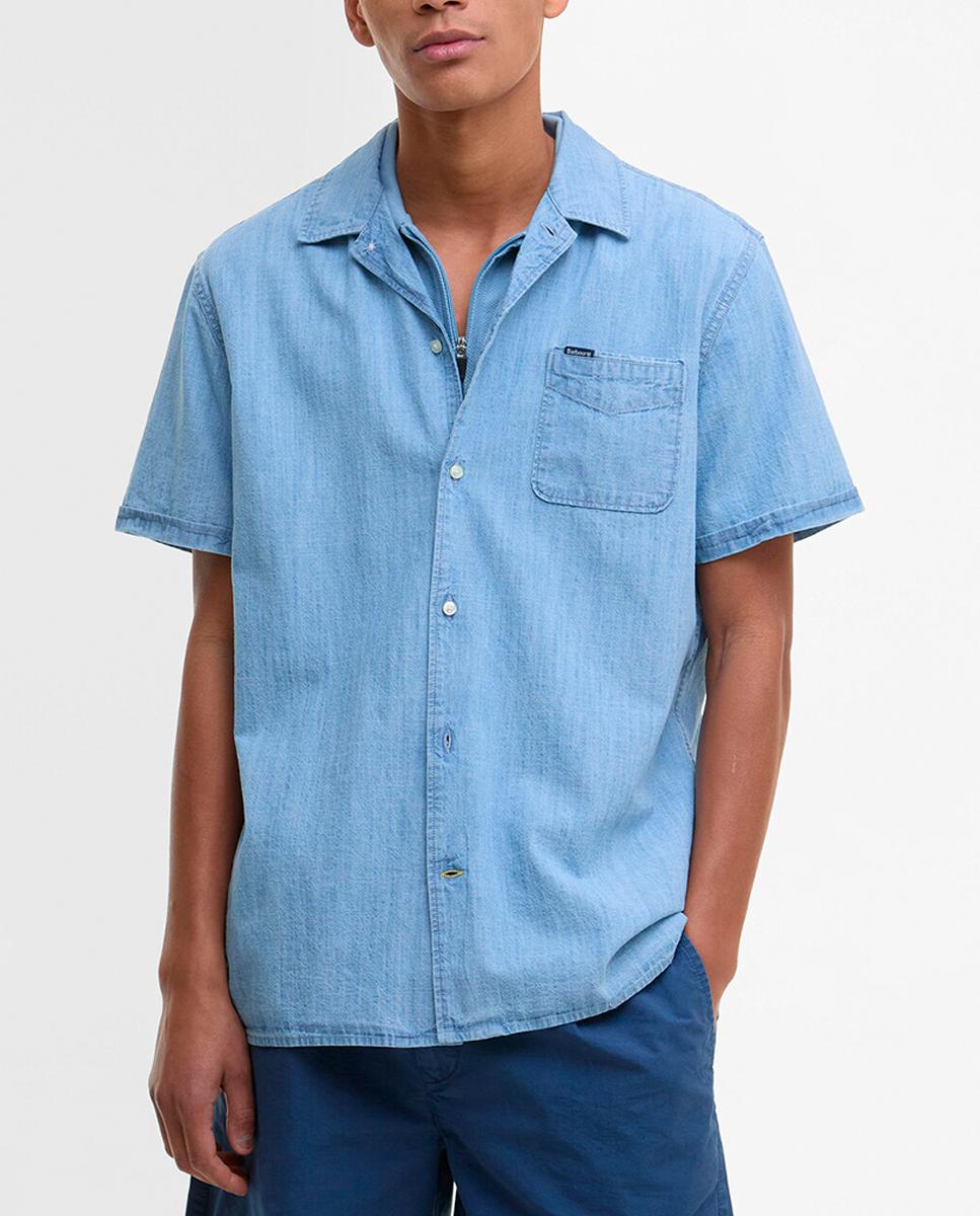 Imagen 0 de Camisa de hombre manga corta tipo denim lisa