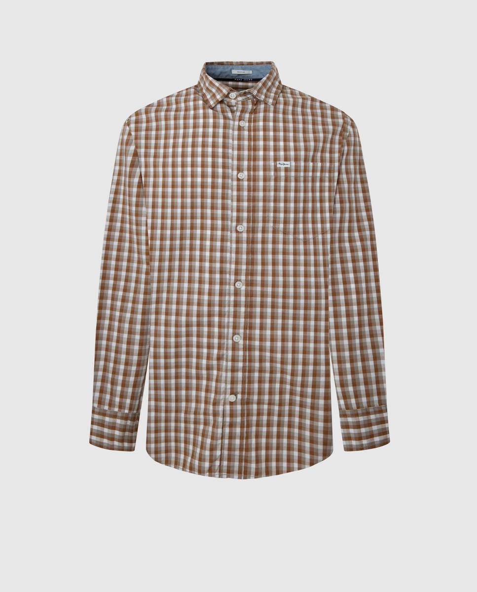 Imagen 0 de Camisa de hombre regular fit con estampado de microcuadros