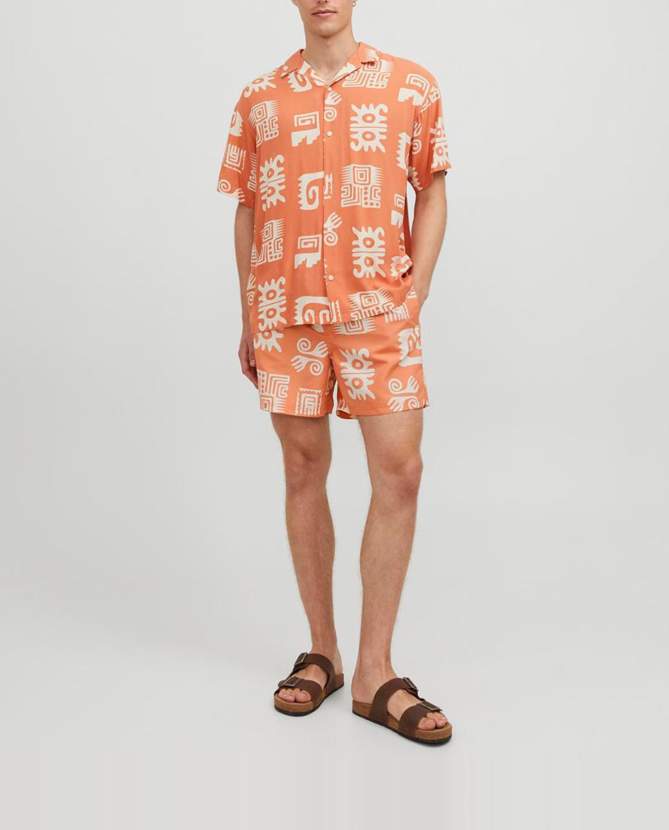 Imagen 0 de Camisa manga corta con estampado geométrico de hombre