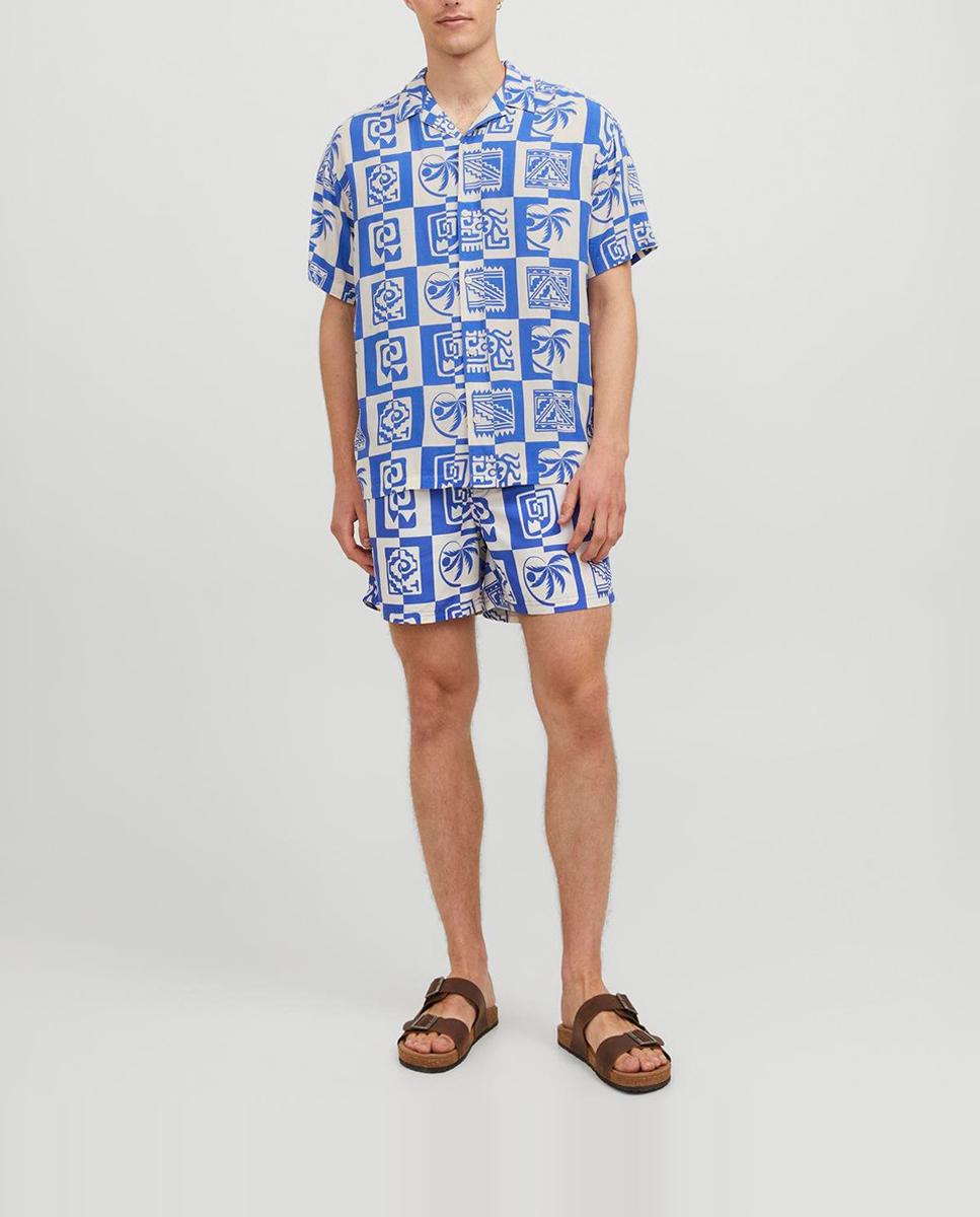 Imagen 0 de Camisa manga corta con estampado geométrico de hombre