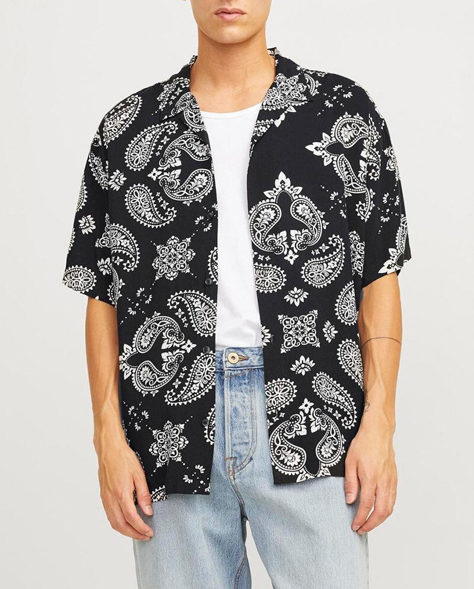 Imagen 0 de Camisa de mangas cortas con estampado y cierre mediante botones para hombre