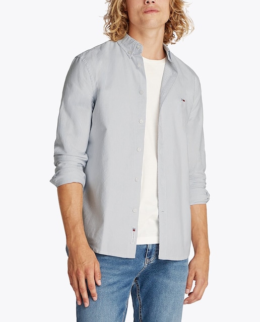 Imagen 0 de Camisa de rayas de hombre estilo Oxford y fit slim