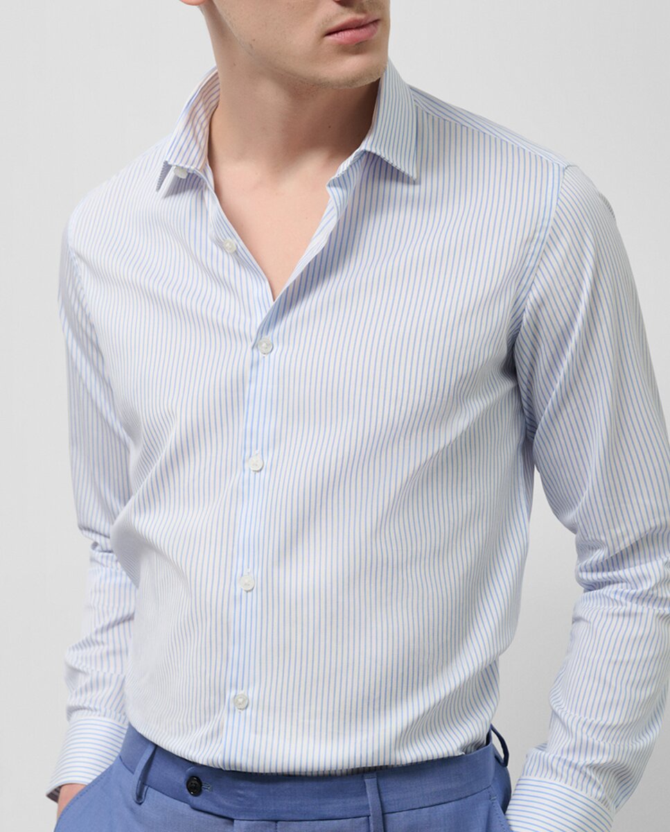 Imagen 0 de Camisa de vestir de hombre slim fit microestructura con rayas