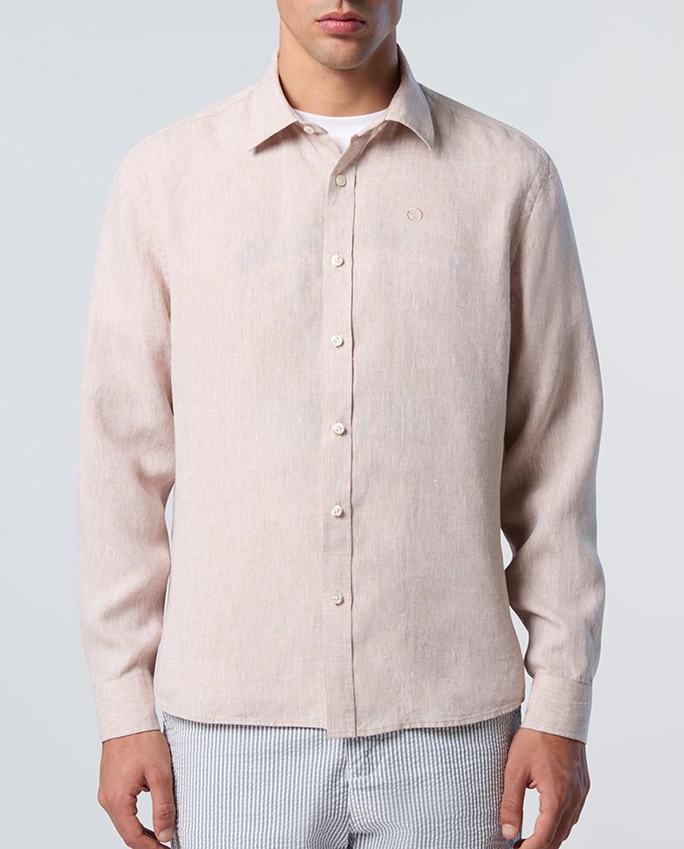 Imagen 0 de Camisa de hombre en lino con cuello abierto