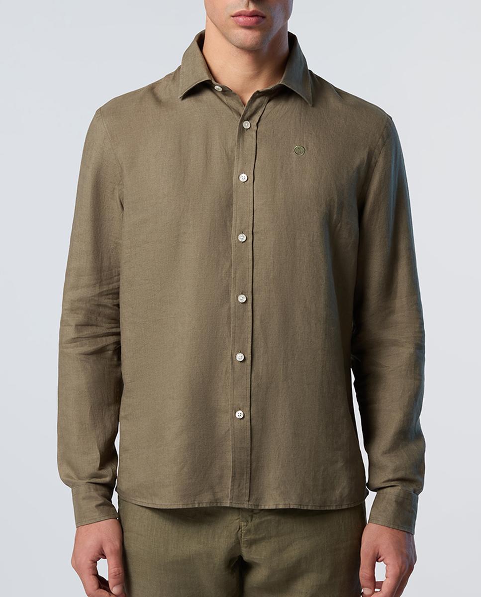 Imagen 0 de Camisa de hombre en lino con cuello abierto