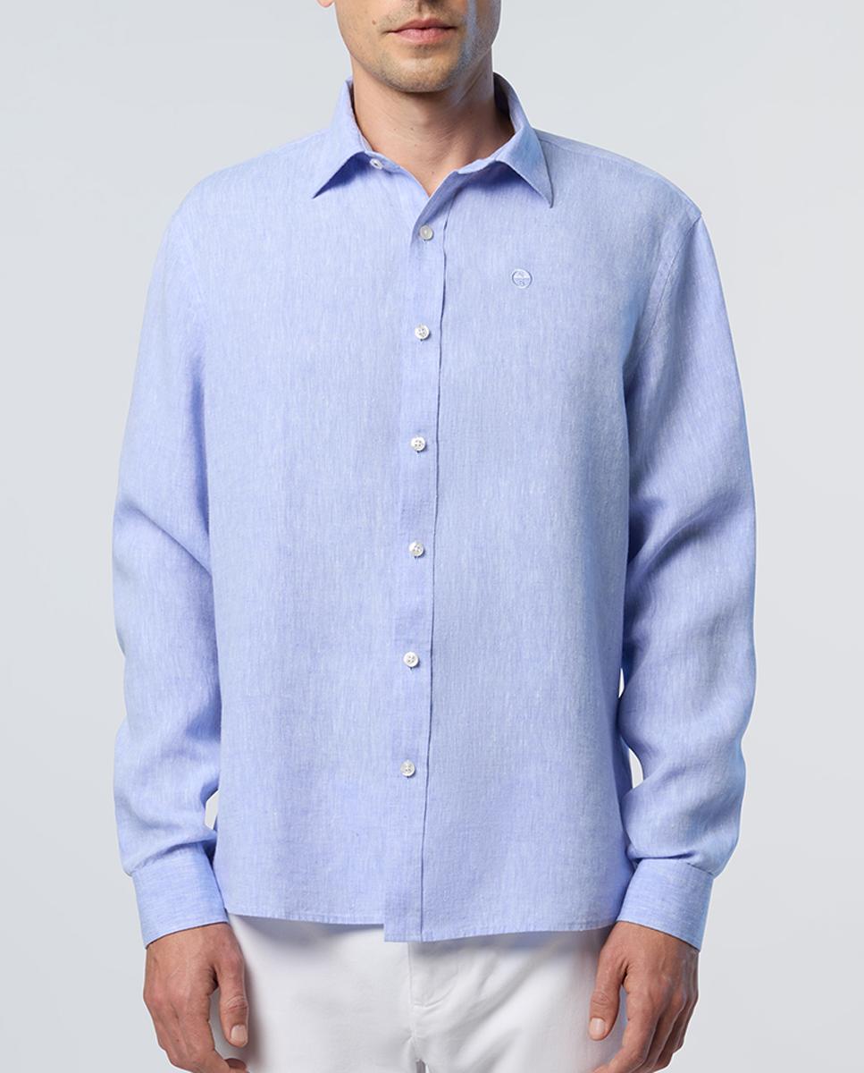 Imagen 0 de Camisa de hombre en lino con cuello abierto