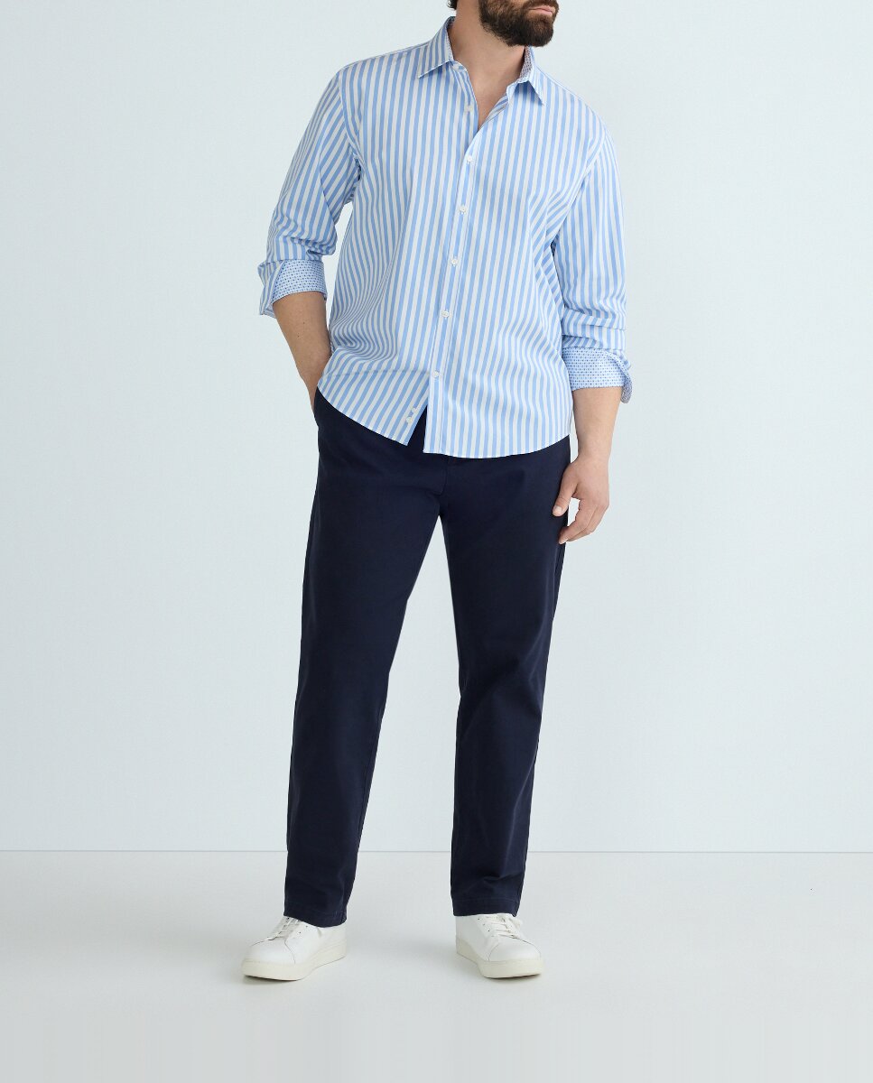 Imagen 0 de Camisa de hombre de tallas grandes m/l. algodón rayas