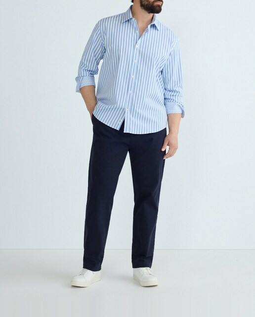 Imagen 0 de Camisa de hombre de tallas grandes m/l. algodón rayas