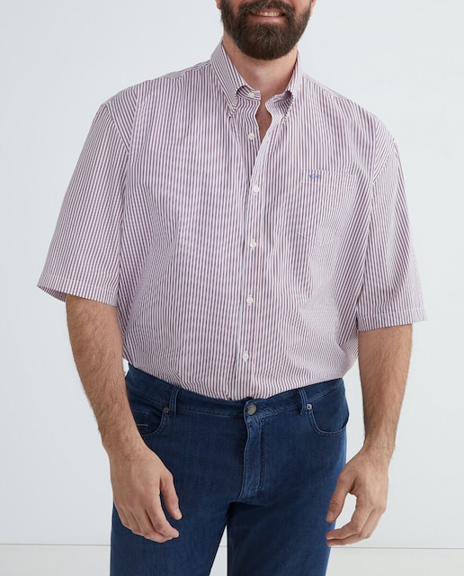 Imagen 0 de Camisa de hombre de tallas grandes manga corta popelín rayas finas