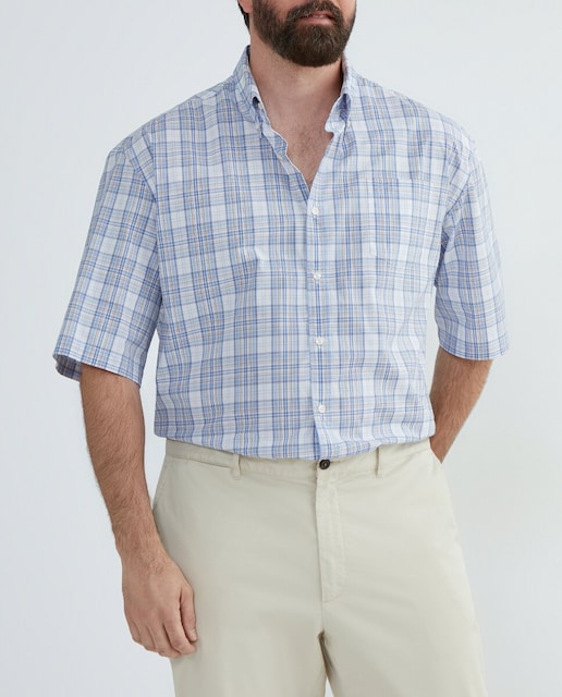 Imagen 0 de Camisa de hombre de tallas grandes manga corta algodón cuadros
