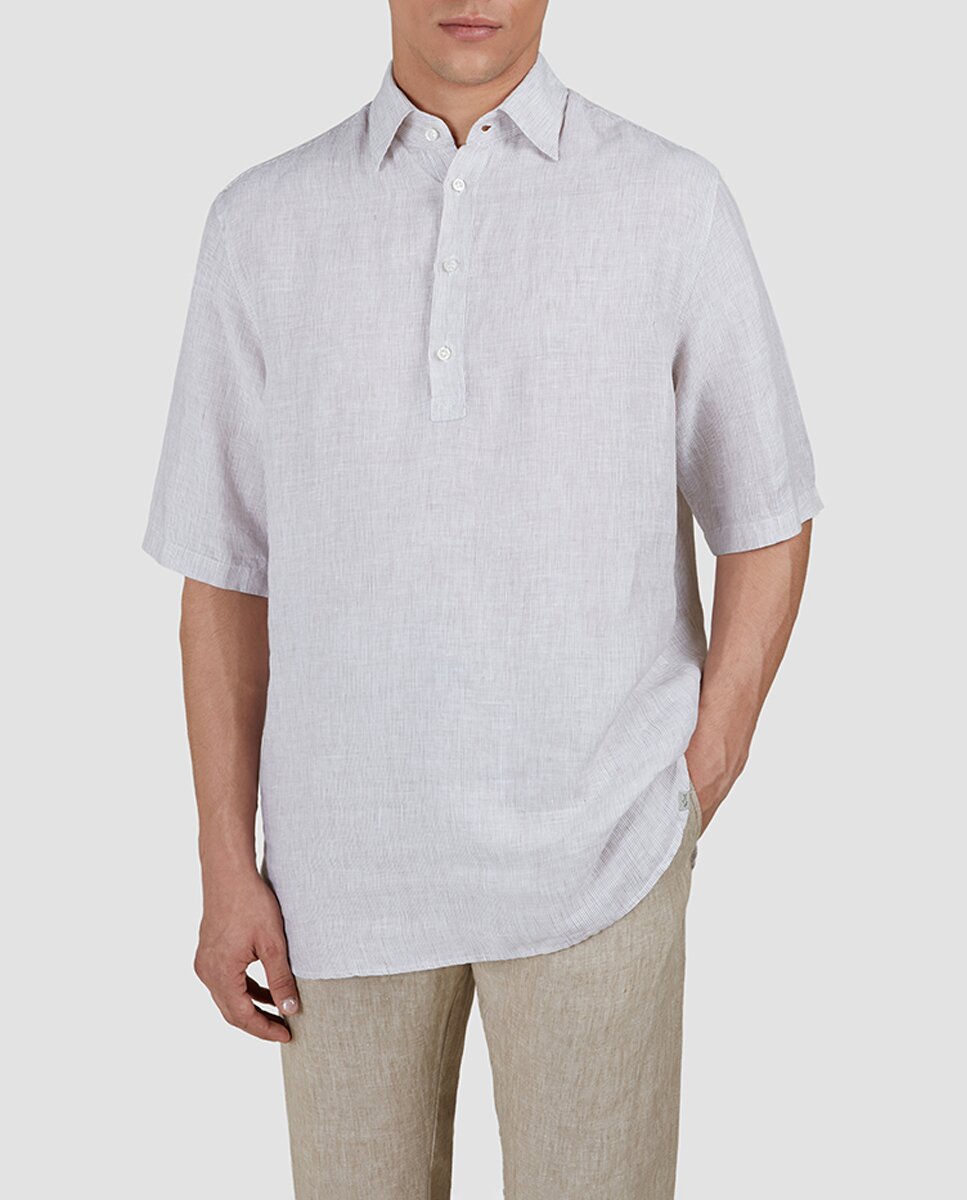 Imagen 0 de Camisa de hombre de tallas grandes manga corta tipo polera lino