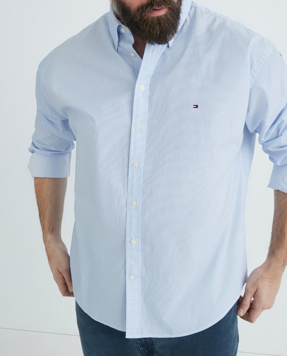 Imagen 0 de Camisa estampada de manga larga de popelín tallas grandes