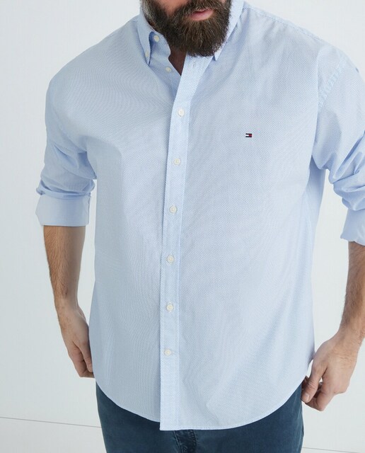 Imagen 0 de Camisa estampada de manga larga de popelín tallas grandes