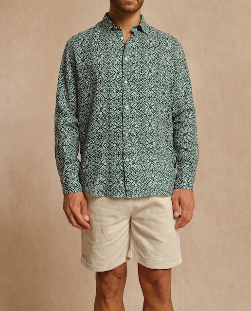 Imagen 0 de Camisa lino manga larga estampada
