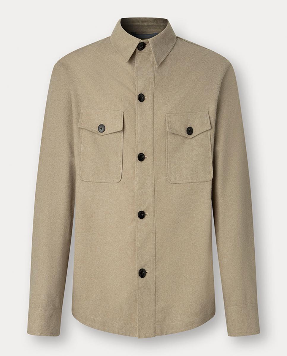 Imagen 0 de Sobrecamisa de hombre de algodón cepillado con botones