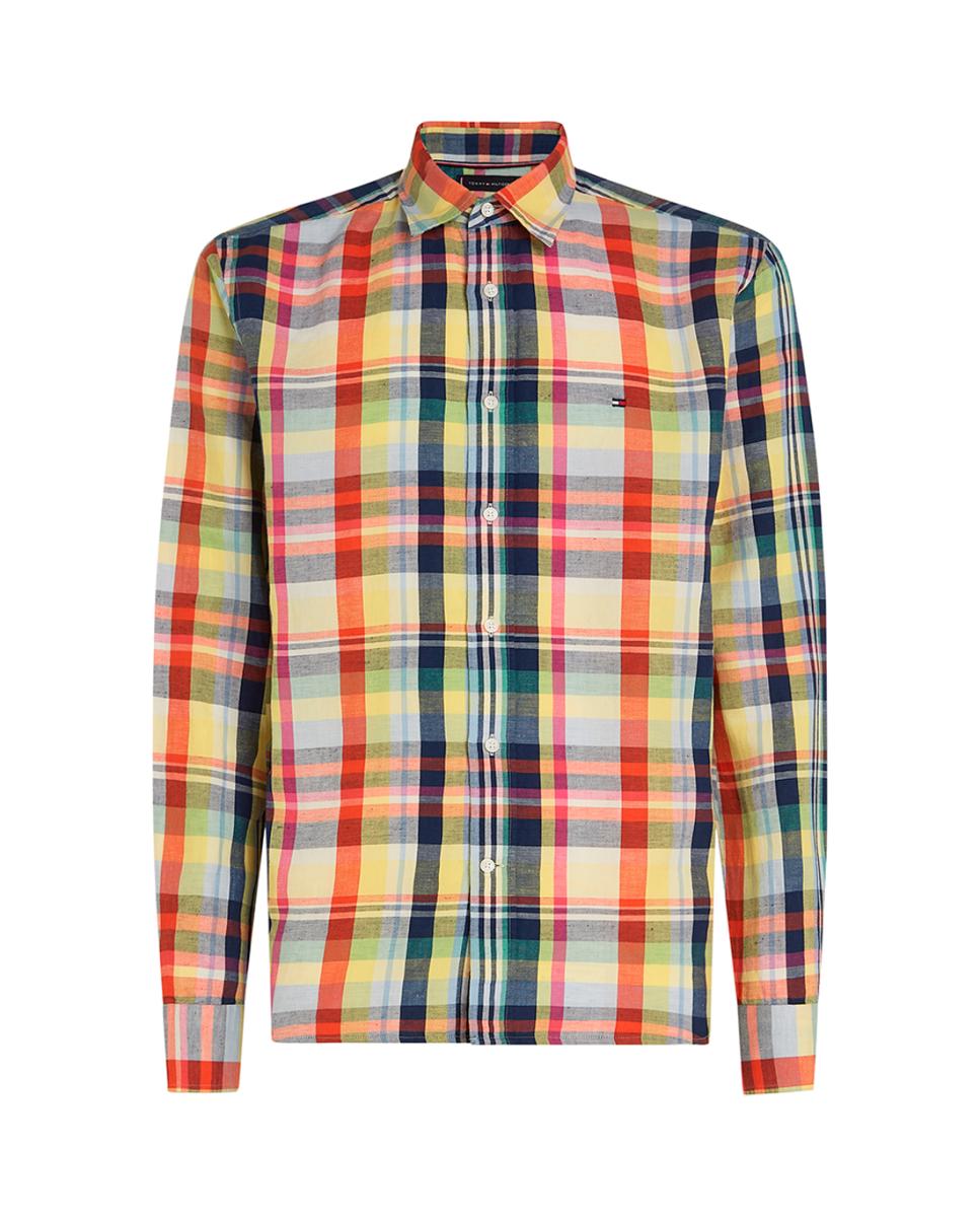 Imagen 0 de Camisa de hombre en lino a cuadros tallas grandes
