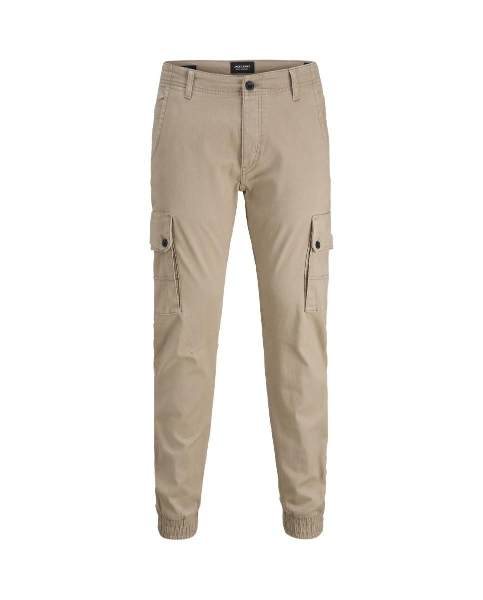Imagen 0 de Pantalón cargo de hombre con bolsillos laterales y cierre de botón y cremallera.