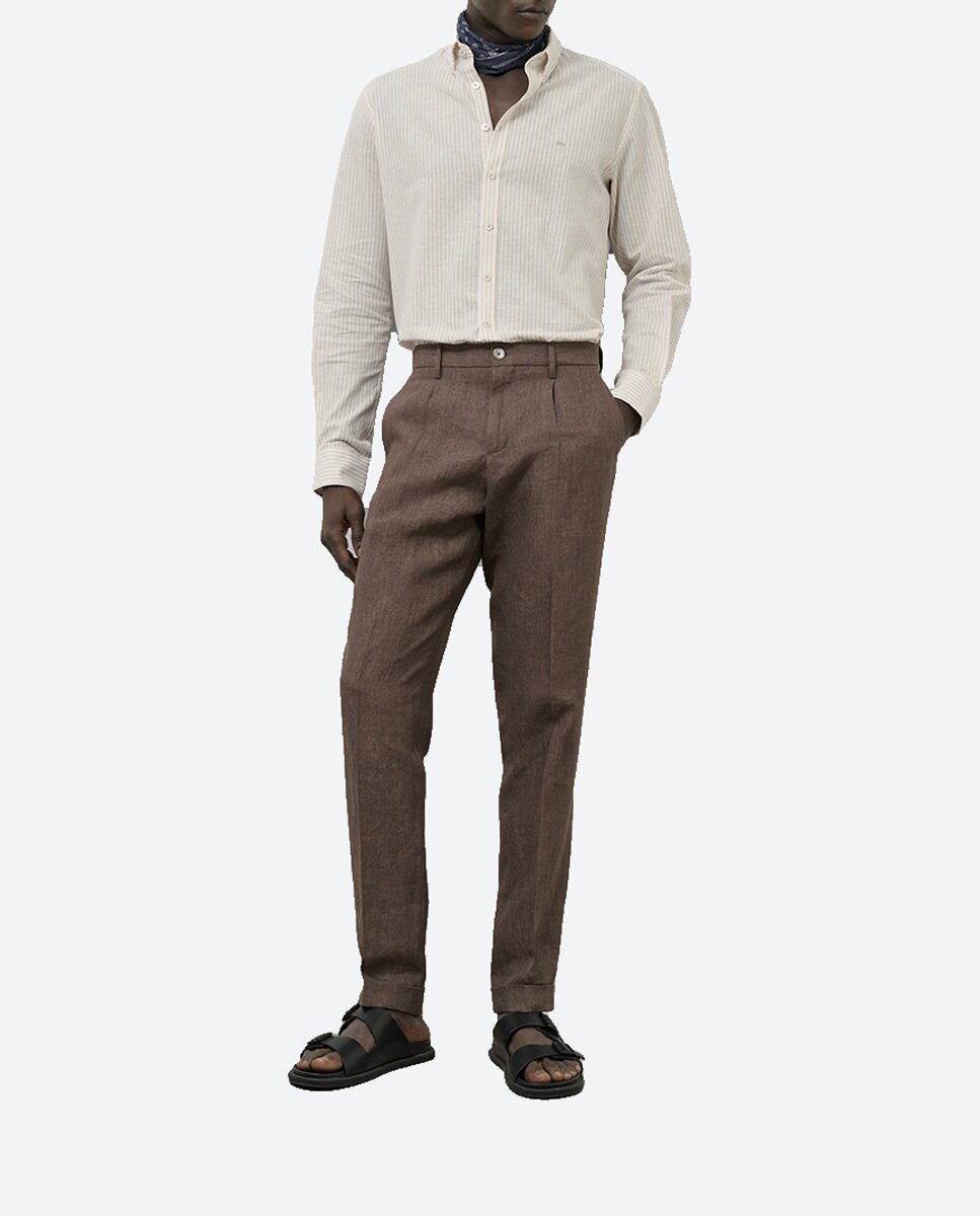Imagen 0 de Pantalón pinzas de hombre regular fit de lino