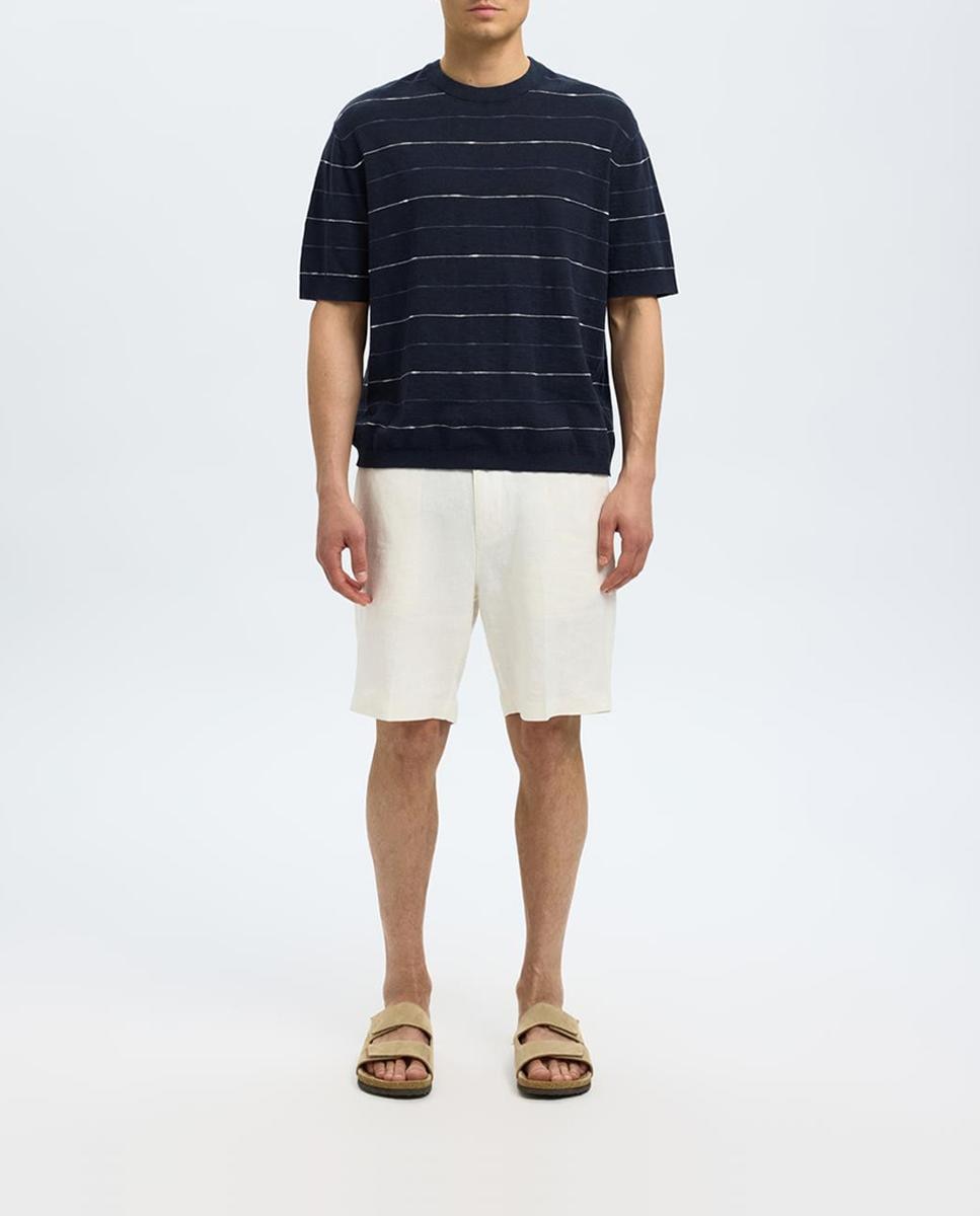 Imagen 0 de Camiseta lino rayas hombre corte regular fit