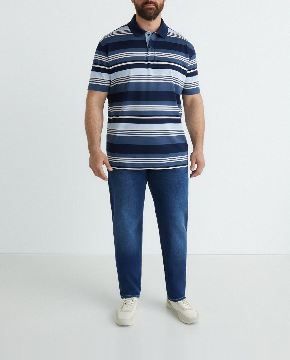 Imagen 0 de Denim de hombre tallas grandes 5 bolsillos lavado medio, tallas grandes