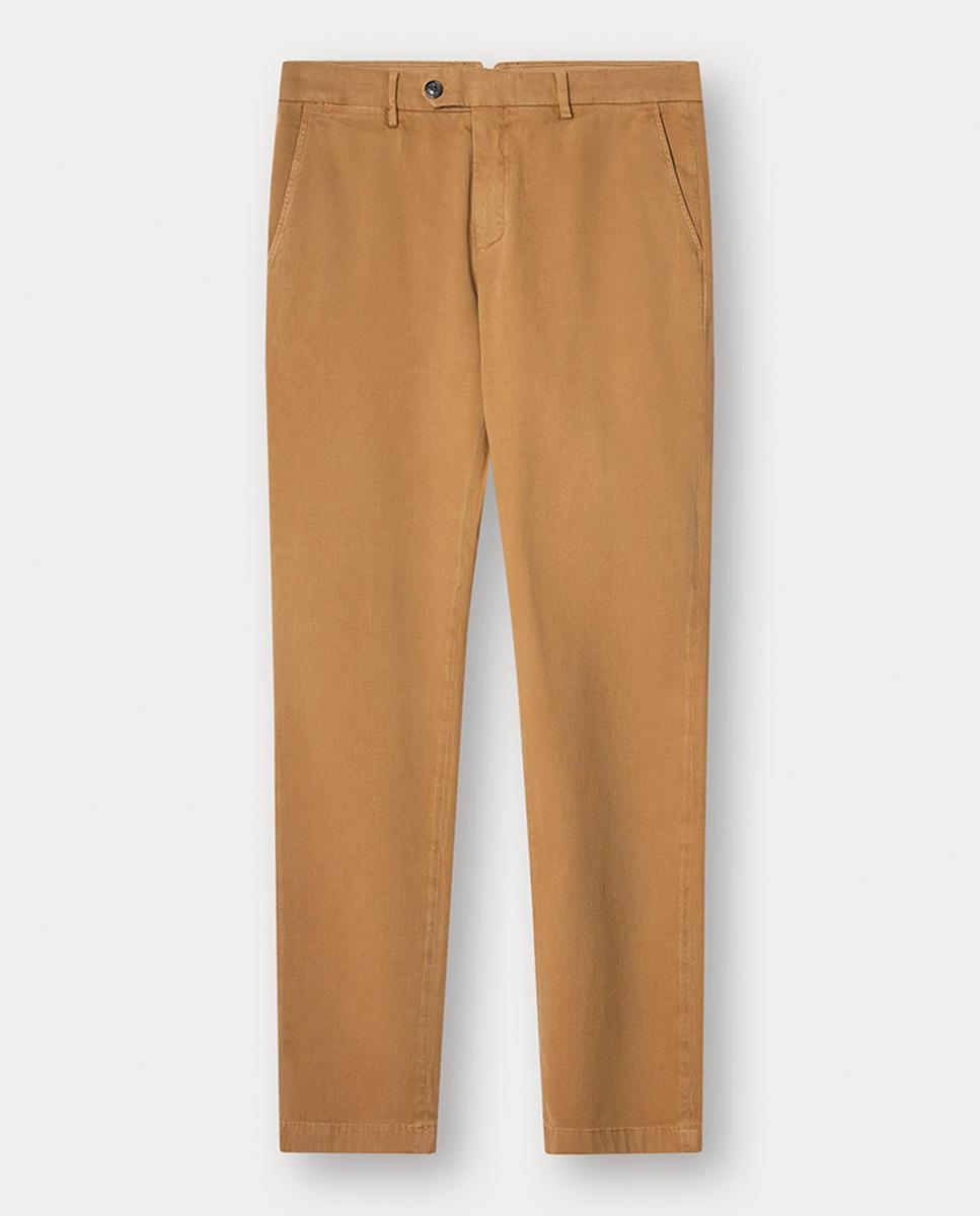 Imagen 0 de Pantalón chino de hombre en algodón elástico microestructurado y corte regular