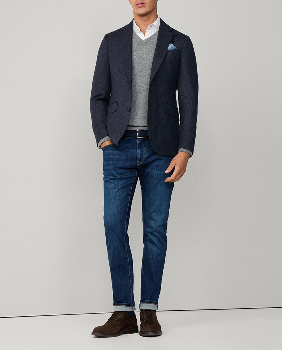 Imagen 0 de Pantalón vaquero de hombre elástico con lavado fit regular oscuro tallas grandes