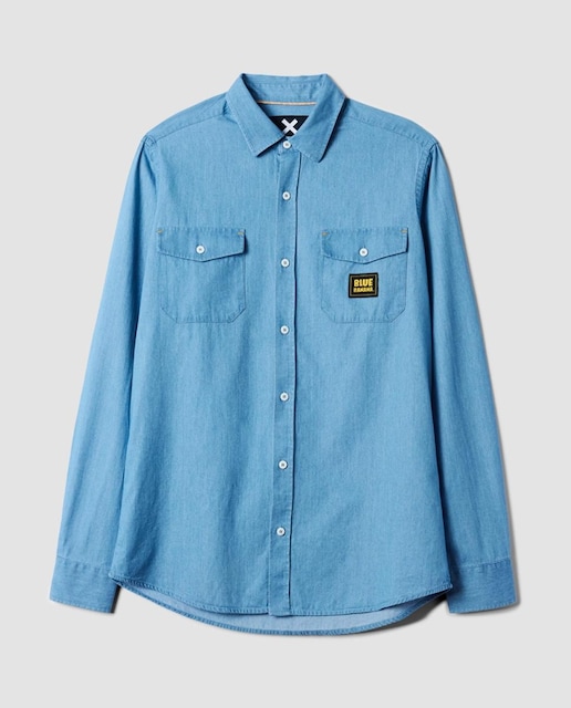 Imagen 0 de Camisa ligera estilo denim de algodón de hombre