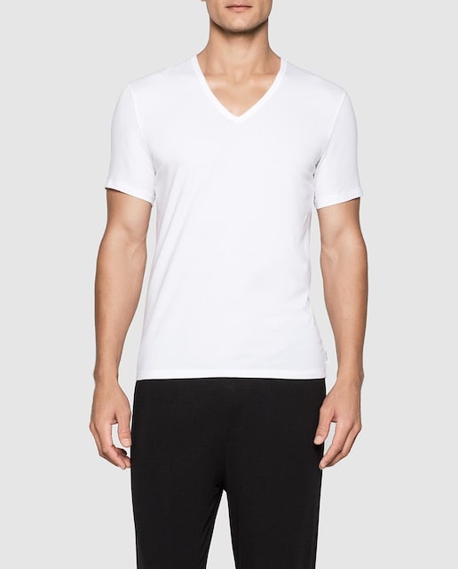 Imagen 0 de Pack dos camisetas interiores de hombre Calvin Klein blancas de manga corta