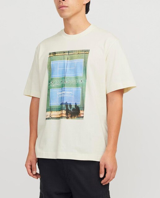 Imagen 0 de Camiseta de manga corta cuello redondo y dibujo frontal de hombre