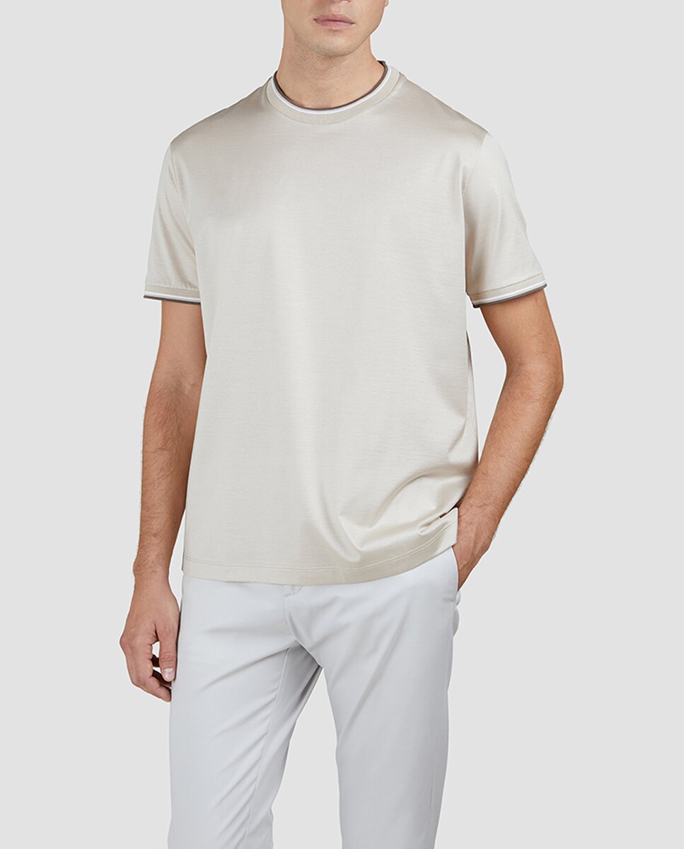 Imagen 0 de Camiseta de hombre de tallas grandes manga corta contrastes cuello y mangas