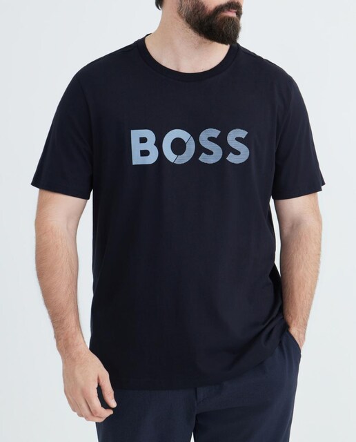 Imagen 0 de Camiseta manga corta de hombre con logo BOSS grande en pecho tallas grandes