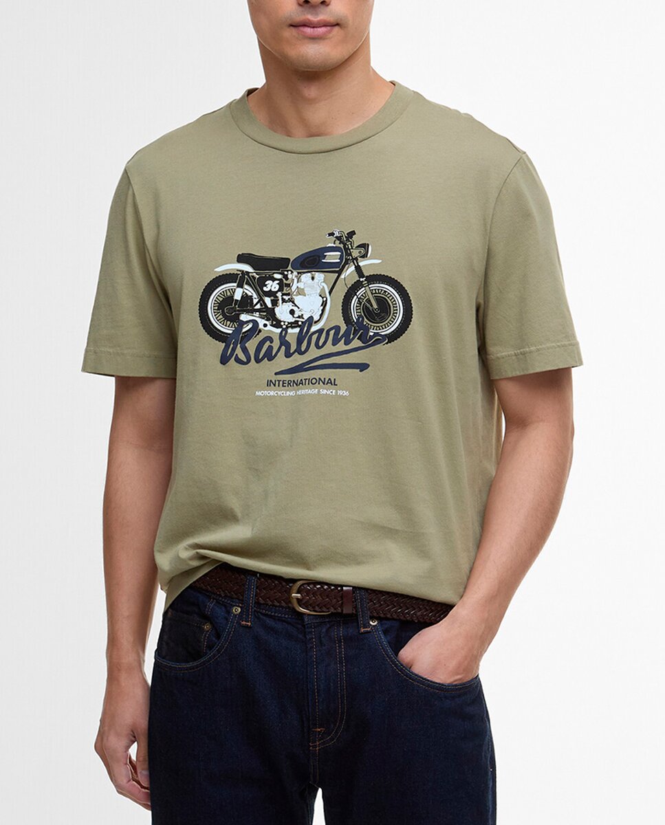 Imagen 0 de Camiseta de hombre de manga corta con grafico de motocicleta en el pecho
